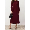 Fashion Comfortable Casual Daily Crepe Knitted Crew Neck Long Sleeve Straight Long Length Hijab Dress