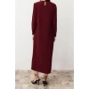 Fashion Comfortable Casual Daily Crepe Knitted Crew Neck Long Sleeve Straight Long Length Hijab Dress