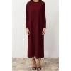 Fashion Comfortable Casual Daily Crepe Knitted Crew Neck Long Sleeve Straight Long Length Hijab Dress