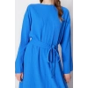 Fashion Regular Casual Daily Crinkle Woven Crew Neck Long Sleeve A-Line Maxi Length Hijab Dress