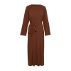 Fashion Regular Casual Daily Crinkle Woven Crew Neck Long Sleeve A-Line Maxi Length Hijab Dress