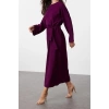 Fashion Regular Casual Daily Crinkle Woven Crew Neck Long Sleeve A-Line Maxi Length Hijab Dress