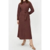 Fashion Regular Casual Daily Terrycotton Woven Crew Neck Long Sleeve A-Line Maxi Length Hijab Dress