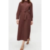 Fashion Regular Casual Daily Terrycotton Woven Crew Neck Long Sleeve A-Line Maxi Length Hijab Dress