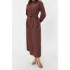 Fashion Regular Casual Daily Terrycotton Woven Crew Neck Long Sleeve A-Line Maxi Length Hijab Dress