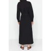 Fashion Regular Casual Daily Terrycotton Woven Crew Neck Long Sleeve A-Line Maxi Length Hijab Dress