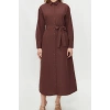 Fashion Regular Casual Daily Terrycotton Woven Crew Neck Long Sleeve A-Line Maxi Length Hijab Dress