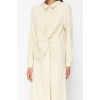 Fashion Regular Casual Daily Crinkle Woven Shirt Collar Long Sleeve Shift Maxi Length Hijab Dress