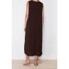 Fashion Regular Casual Daily Aerobin Woven Crew Neck Sleeveless Sleeve Shift Maxi Length Hijab Dress