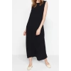 Fashion Regular Casual Daily Aerobin Woven Crew Neck Sleeveless Sleeve Shift Maxi Length Hijab Dress