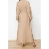 Moda Regular Casual Daily Lilyum Woven Crew Neck Long Sleeve A-Line Maxi Length Hijab Dress