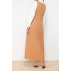Moda Jile Casual Günlük Finike Dokuma Kare Yaka Kolsuz Kol Jile Maxi Boy Tesettür Elbise