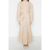 Fashion Regular Casual Daily Terrycotton Woven Crew Neck Long Sleeve A-Line Maxi Length Hijab Dress