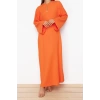 Moda Regular Casual Günlük Bürümcük Örme Bisiklet Yaka Uzun Kol Skater Maxi Boy Tesettür Elbise