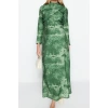 Moda Regular Casual Daily Lilyum Woven Double Breasted Long Sleeve Shift Maxi Length Hijab Dress