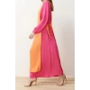 Moda Regular Casual Günlük Aerobin Dokuma Bisiklet Yaka Uzun Kol A-Line Maxi Boy Tesettür Elbise
