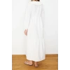 Moda Regular Casual Daily Linen Look Woven Baby Collar Long Sleeve Basic Maxi Length Hijab Dress