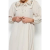 Moda Regular Casual Daily Linen Look Woven Baby Collar Long Sleeve Basic Maxi Length Hijab Dress