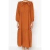 Moda Regular Casual Daily Linen Look Woven Baby Collar Long Sleeve Basic Maxi Length Hijab Dress