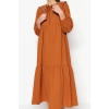 Moda Regular Casual Daily Linen Look Woven Baby Collar Long Sleeve Basic Maxi Length Hijab Dress
