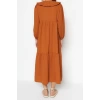 Moda Regular Casual Daily Linen Look Woven Baby Collar Long Sleeve Basic Maxi Length Hijab Dress