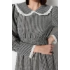 Fashion Regular Stylish Evening Dress Night Seersucker Woven V Neck Long Sleeve A-Line Midi Length Hijab Dress