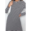 Moda Regular Casual Günlük Ringel Örme Dik Yaka Uzun Kol Basic Maxi Boy Tesettür Elbise