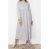 Moda Regular Casual Günlük 2 İplik Örme Bisiklet Yaka Uzun Kol Basic Maxi Boy Tesettür Elbise
