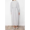 Moda Regular Casual Günlük 2 İplik Örme Bisiklet Yaka Uzun Kol Basic Maxi Boy Tesettür Elbise