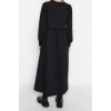 Moda Regular Casual Günlük 2 İplik Örme Bisiklet Yaka Uzun Kol Basic Maxi Boy Tesettür Elbise