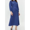 Fashion Regular Casual Daily Terrycotton Woven Crew Neck Long Sleeve A-Line Maxi Length Hijab Dress