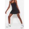 Fashion Casual Sportswear Diver Scuba Knitted Square Neck Strap Sleeve A-Line Mini Length Dress