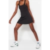 Fashion Casual Sportswear Diver Scuba Knitted Square Neck Strap Sleeve A-Line Mini Length Dress