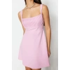 Fashion Regular Graduation Prom Finike Woven Square Neck Strap Sleeve Skater Mini Length Dress