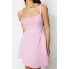 Fashion Regular Graduation Prom Finike Woven Square Neck Strap Sleeve Skater Mini Length Dress