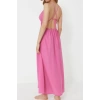 Fashion Regular Beach Casual Crinkle Woven V Neck Strappy Sleeve Basic Maxi Length Dress