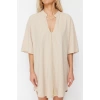 Fashion Casual Beach Casual Lace Knitted Crew Neck Three Quarter Sleeve Shift Mini Length Dress