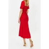 Moda Fit Mezuniyet Balo Sandy Örme Kalp Yaka Kısa Kol Shift Midi Boy Elbise