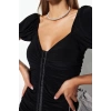 Moda Fit Mezuniyet Balo Sandy Örme Kalp Yaka Kısa Kol Shift Midi Boy Elbise