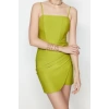 Moda Fit Mezuniyet Balo Nancy Örme Kare Yaka Askılı Kol Bodycone Mini Boy Elbise
