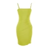 Moda Fit Mezuniyet Balo Nancy Örme Kare Yaka Askılı Kol Bodycone Mini Boy Elbise