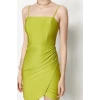 Moda Fit Mezuniyet Balo Nancy Örme Kare Yaka Askılı Kol Bodycone Mini Boy Elbise