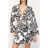 Moda Regular Plaj Günlük Vual Dokuma V Yaka Uzun Kol A-Line Mini Boy Elbise