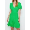 Fashion Regular Beach Casual Shally Woven V Neck Short Sleeve Smock Mini Length Dress