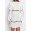 Fashion Regular Beach Daily Brode Woven Halter Neck Long Sleeve Shift Mini Length Dress