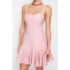 Fashion Regular Beach Daily Brode Woven Halter Neck Long Sleeve Shift Mini Length Dress