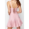 Fashion Regular Beach Daily Brode Woven Halter Neck Long Sleeve Shift Mini Length Dress