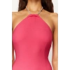 Fashion Fit Graduation Prom Finike Woven Halter Neck Sleeveless Sleeve Bodycone Mini Length Dress