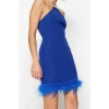 Fashion Fit Graduation Prom Finike Woven Halter Neck Sleeveless Sleeve Bodycone Mini Length Dress