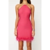 Fashion Fit Graduation Prom Finike Woven Halter Neck Sleeveless Sleeve Bodycone Mini Length Dress